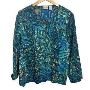 Chico’s Lightweight Jacket Top Women 3 XL Textured SilkLinen Blend Artsy Spring